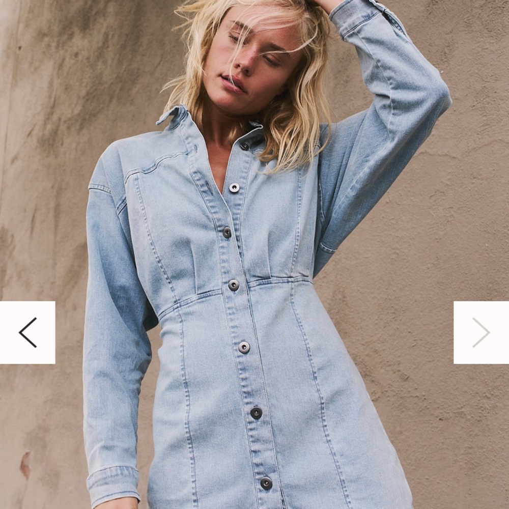 Amber Denim Dress. NWT. Powder blue. Free People